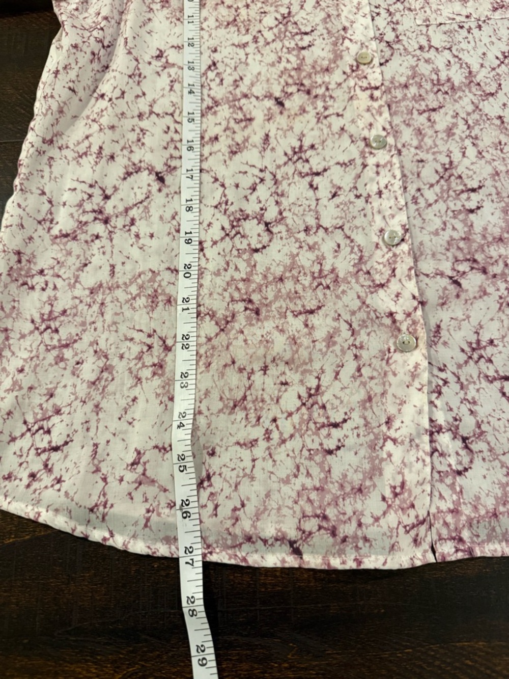 Foxcroft Lyocell Button Front Blouse Pink Marble Print Size 8 - Picture 11 of 14